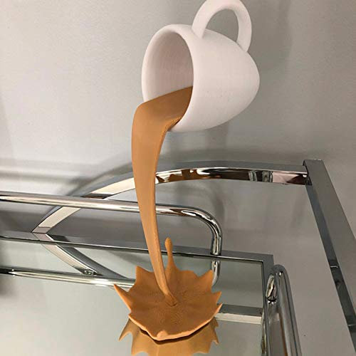 Mini Floating Coffee Cup Mug Sculpture Coffee Bar Accessories Kitchen Decor, Pouring Spilling Coffee Mugs for Cafe, Novelty Funny Coffee Cups for Restaurant Art Decorations