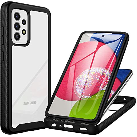 CENHUFO Samsung A52s 5G Case, Samsung A52 5G/4G Shockproof Case Cover with Screen Protector, 360° Phone Case Double Sided Full Cover Case for Samsung Galalxy A52s 5G/A52 5G & 4G – Black