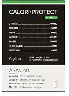 CaloriProtect - Complement Alimentaire Capteur de Graisse - Gymnema, Magnesium, Caroube, Nopal, Huile Essentielle de Mandarine - Aragan - 60 Gélules