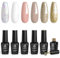 Beetles Gel Nail Polish - Endless Romance Set: 6 Colors, White, Nude, Glitter, DIY Manicure Kit with Soak Off Nail Lamp