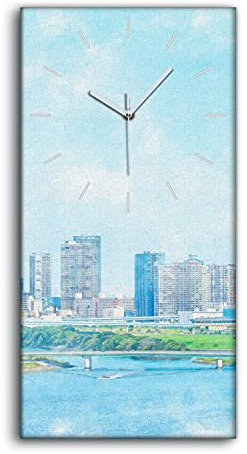 Coloray Uhr auf Leinwand - Weiße Hände - Segeltuch Dekoration Wand Uhr Ohne Tickendes Geräusc Wohnzimmer Kunst - Architektur Tokyo City Japan Architektur