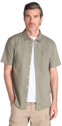 Mountain Warehouse Coconut Slub Texture Short-Sleeved Shirt - Lightweight Cotton Tee with Pocket, Casual Wear - Spring Summer, Holidays & Travelling Khaki (Slub Texture) XS