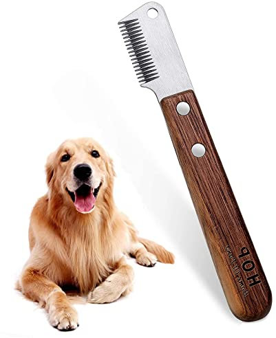 Lushly Couteau à Trimmer Chien, Peigne de Rasage pour Animaux de Compagnie, Outils de Toilettage Fournitures pour Animaux Peignes, Peigne à Manche en Bois pour Chien pour Chiens et Chats