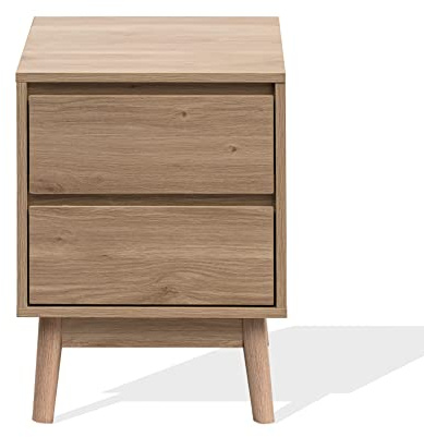 Rebecca Mobili Nachttisch mit 2 Schubladen, Moderne Kommode, Braun, MDF, Für Schlafzimmer Bad Wohnzimmer - Maße HxLxB: 56,5 x 40 x 40 cm - Art. RE6717