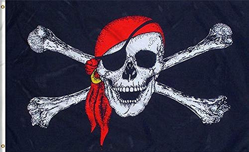 Bandera Pirata, Bandera de Calavera 1 Piezas,Jolly Roger,para Fiesta Pirata, Regalo de Cumpleaños, Decoración de Halloween, 90 x 150 Cm