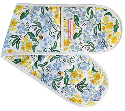 Emma Bridgewater Spring Oven Glove - Forget Me Knots Primroses and Bees - Polyester, 100% - Yellow - Oblong - 200 x 200 MM - Pot Holder