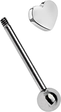 Piercing Stab in 1,6 mm mit 6 mm Herz Verschluss aus 316l Stahl
