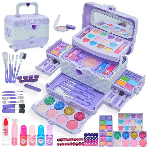 Kids Makeup Sets for Girls - Girls Make Up Set 5-7, Makeup for Kids, Childrens Play Make Up, Non Toxic Presents Toys for Little Girl,Princess Kid Stuff, Ages 3456789 10 Year Old Girl Birthday Gifts