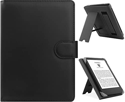 ZOENHWA Universal Case for 6,6.8 Kindle paperwhite E-reader, Compatible with Kobo Clara HD/Kindle 2022 & 2019/Kobo Clara 2E Leather Stand Cover for 6-6.8'' PocketBook/Tolino/Sony E-Book Reader-black