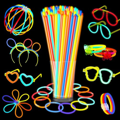 VEYLIN Glow Sticks Party Pack Neon Glowsticks Kids Glow Bracelets Dark Party Supplies (100)
