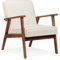 HOME DESIGN & CONFORT Fauteuil Roma anti-taches de style nordique - Fauteuils de salon en bois massif - Fauteuil de chambre (beige/noyer)