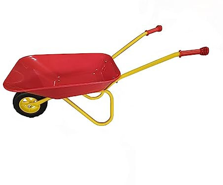 New Child Kids Metal Wheelbarrow - Red/Yellow - Toy, Play, Farm, Gardening