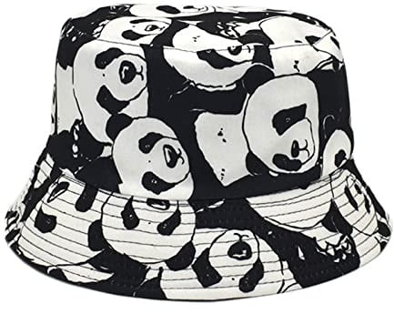 Fischerhut Damen, Sonnenhut Damen Sommer Fischerhut Panda Drucken Bucket Hat Baumwolle Faltbarer Anglerhut UV Schutz Sommerhut Frauen Camping Reisen Wandern Fischerhüte Eimerhut Strandhut