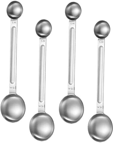 CIYODO 4piezas Cucharas Medidoras De Café De Acero Inoxidable De Doble Cabeza Utensilios De Cocina Para Medición De Café y Especias Prácticas y Resistentes