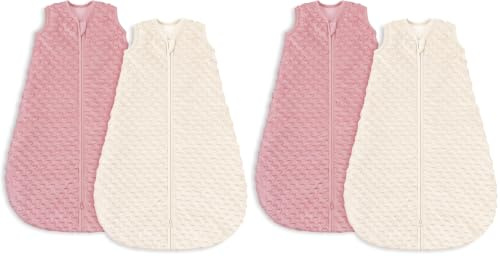 Yoofoss Baby Sleeping Bag 1.5 Tog - 6-12 Months 2 Pack Winter Sleeping Bag Baby with Plush Dots Warm Sleep Sack for Newbron Infant Toddler Warm