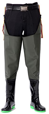 HWBZSZY Trampolieri da Esterno Taglia 36-47 Pantaloni da Pesca Impermeabili al 100% Stivali da Caccia Stivali in Gomma Addensata in Nylon/PVC Tracolla Regolabile Stivali da Pioggia Tuta,Verde,47 EU