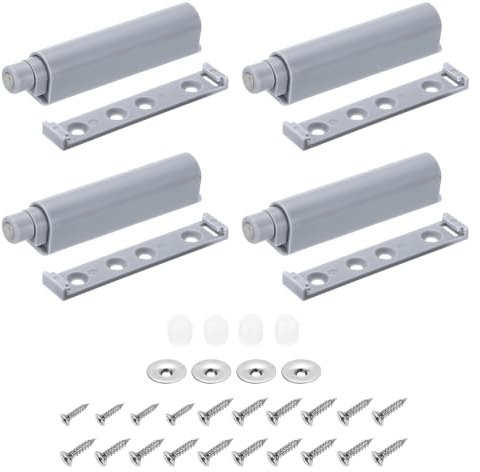 uxcell 4Pcs Push to Open Door Latch, Bold Magnetic Push Latches for Hidden Door, Cabinets, RV Drawers, Kitchen Cupboard, Grey