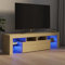 Annlera Meuble TV avec Lumières LED Colorées Chêne Sonoma 140x36,5x40 cm Bois d'ingénierie Moderne Banc TV Maison Salon Grand Espace de Rangement Armoire Multimédia Meubles de Chambre à Coucher