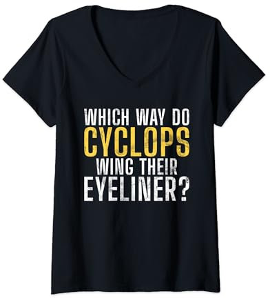 Welchen Weg fliegen Zyklopen ihren Eyeliner Griechisch? T-Shirt mit V-Ausschnitt