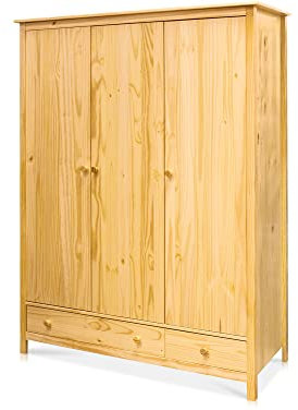 moebel-eins TOBINO Kleiderschrank 3trg, Material Massivholz, Kiefer