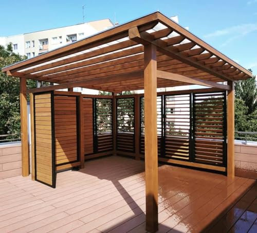 SAM KIT Mécanisme pour pergola bioclimatique, Brise-Vue/Vent, persienne, carport, tonnelle et Autres aménagements extérieurs, Compatible Lames orientables 20mm, Noir