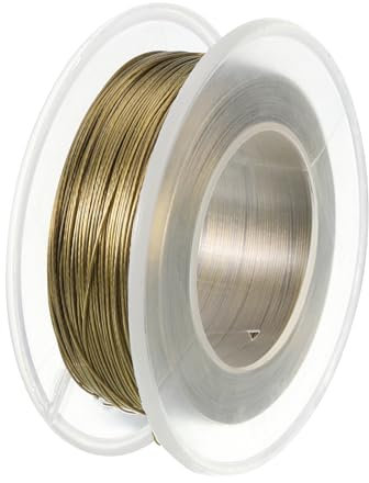 PATIKIL 328 Feet Picture Hanging Wire, Coated Cable 304 Stainless Steel Rope for Photo Frame Artwork Mirror Clothesline Railing, Gold 0.015 Dia. 8.8lb Load