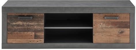 TV-Lowboard in Old Used Wood Shabby Design mit grau Matera TV-Unterteil TV Board Fernsehtisch 153 x 51 cm Ward