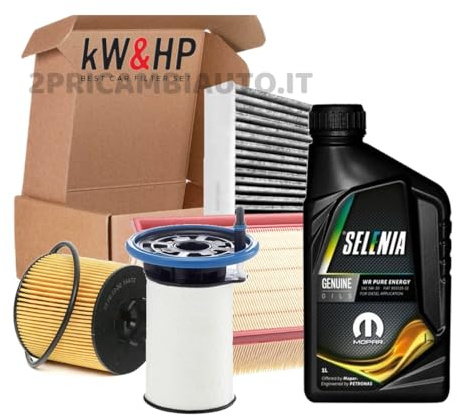 KIT TAGLIANDO 4 FILTRI + 4LT OLIO SELENIA WR 5W30 COMPATIBILE CON ALFA MITO PANDA 312 500C 500L 500X 1.3