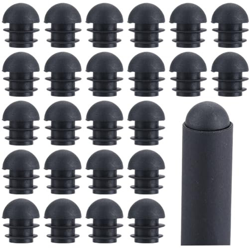 GORGECRAFT 60Stk 5/8 runde Schwarze Kunststoff-Endkappen Stuhlbein-Füße Stopfen Rohrrohr-Pfosteneinsätze Mit Rundem Kopf Für Metall-Tischbeine Möbelgleiter Bodenschoner Zäune Terrassenoberfläche