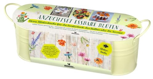 moses 87177 Blatt Anzuchtset Essbare Blüten in der Zinkwanne, Bunte Saatmischung