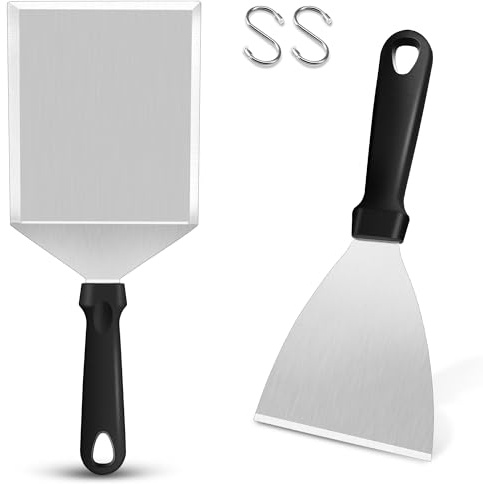 HaWare Grillspachtel Set, Edelstahl Plancha Spachtel 2er Set für Smash Burger, Grillspachtel Grillwender für Gasgrill, Feuerplatte und Teppanyaki, Ideales Grill Zubehör für Männer, Spülmaschinenfest