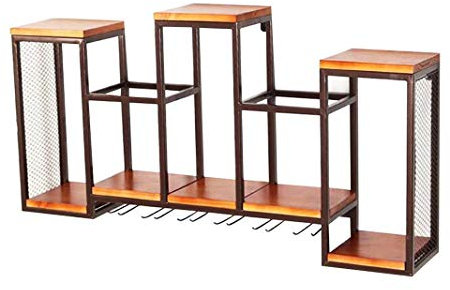 NUONUO Casier à vin Vintage en Bois et métal pour Montage Mural étagère de Rangement pour étagère Murale Porte-Bouteille de vin Porte-Verre à vin Cave à vin, Vision