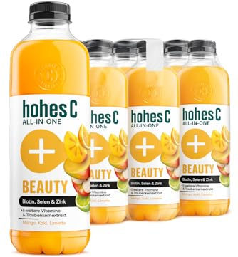 hohes C ALL-IN-ONE Beauty (6x 850ml), Mehrfruchtsaft aus Fruchtsaftkonzentraten (Mango, Kaki, Limette), vitaminreich, ohne Zuckerzusatz & Süßungsmittel, ohne künstliche Aromen, vegan