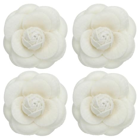 PATIKIL Épingle en Tissu Camellia, 4 Pièces Broche de Fleur Fleurs Artificielles Broches pour Femmes Filles Décoration de Fête de Mariage en Tissu Accessoires de Bijoux Cadeau, Beige