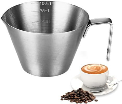 Verre doseur à en métal, verre doseur à, tasse à café, tasse à liqueur avec poignée et graduation, verre doseur en métal pour cafés
