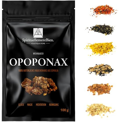 Encens Opoponax résine 100% Naturel et Authentique en Grain 100 GR pour Fumigation Brule Parfum ou Encensoir Chance - Magie - Méditation - Purification - Alternative Encens Baton-Cone