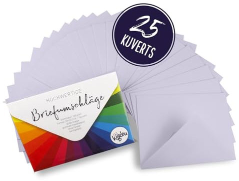 Umschläge C6-25 Stück - Pastell Lila - stabile Kuvert (100 g/m2) für Einladungen, Grußkarten - Briefumschläge 114X162 mm - Nassklebung ohne Fenster (Flieder Lila, 25 Stück)