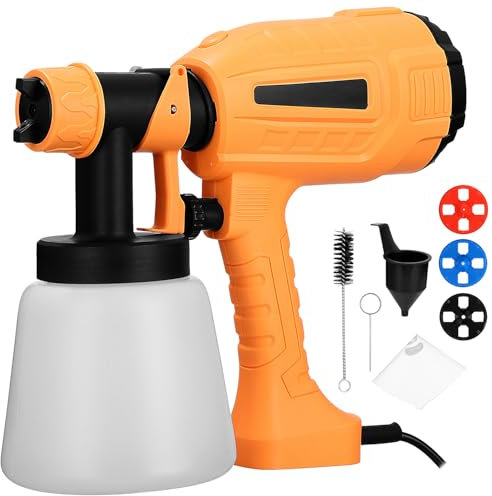 Pistola per Verniciare, 700W HVLP Pistola a Spruzzo Elettrica con Contenitore da 800ml, Pistola a Spruzzo per Verniciare con 3 Ugelli e 3 Modalità, Spruzzatore di Vernice per Interni ed Esterni Casa