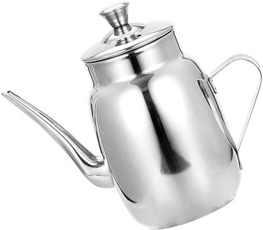 JISADER Distributore di Olio Versamento Liscio Bottiglia di Olio d'oliva in Acciaio Inox Oliera Pentola per Olio da Cucina per pizzerie Buffet di Cucina, Argento 420ml