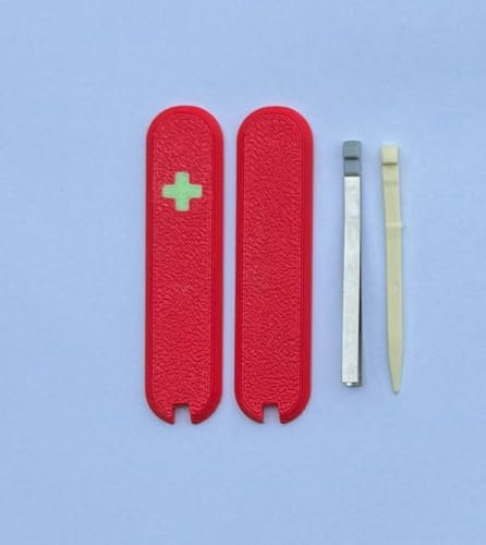 Replacement Covers For Victorinox Scales 58mm Plastic Handles With Tweezers And Toothpick Glowing Cross (Red)