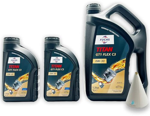 7 L Fuchs Titan GT1 FLEX C3 0W-30 | kompatibel mit VW 504 00/507 00 | MB 229.31 | 229.51 | 229.52 | kompatibel mit PORSCHE C30 | kompatibel mit BMW LONGLIFE-04 | SAE 0W30 | mit Trichter