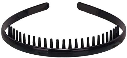 ZHENGCI Serre-tête uni avec peigne à dents Noir 8 mm