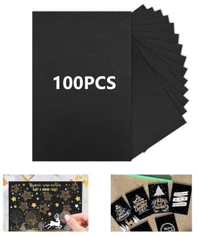 Rairsky 100 Blatt Kartonpapier Schwarz A6, 300g/m² Bastelpapier Schwar | Schwarzes Tonpapier A6, Kartonpapier zum Drucken Tonpapier für Malen Kartenherstellung Einladungen Scrapbook Basteln