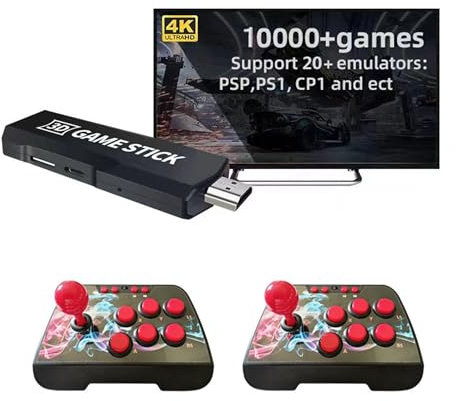 X2 - Consola de videojuegos Ultar Retro Game Stick 4K, consola de juegos retro integrada más de 10000 juegos 3D, salida HDMI para TV, más de 20 emuladores Arcade para niños y adultos