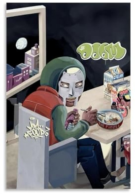 Yuesene Mf Poster Doom Music Rapper Art Vintage Sänger Album Cover Musikposter für Zimmer Ästhetische Leinwand Wandkunst Schlafzimmer Dekor 30 x 45 cm