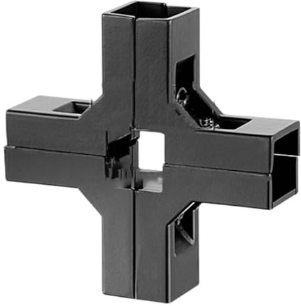 Amagogo Connettore per tubo quadrato da 25 mm x 25 mm in lega di alluminio per recinzione, guardrail, ringhiera, assemblaggio semplice, hardware di montaggio, Forma di Croce Nera