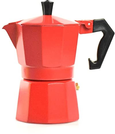 GBNYTT Cafetera de aluminio con revestimiento de color, 1-3 tazas, café expreso rojo/amarillo/azul (rojo)