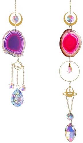Sonnenfänger Kristall Hanging Windspie, 2 Stück Suncatcher Kristall, Regenbogen Glas Kristallkugel für Fenster Haus Garten Weihnachten Tag Party Hochzeit Dekoration