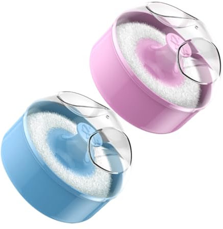 YOSADIER 2 Stück Babypuderquasten Mit Griff Weiche Flauschige Körper Und Gesichtspuderquasten Inklusive Aufbewahrungsbox Sanfte Hautpflege Für Babys Und Kleinkinder