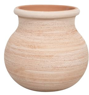Vase en terre cuite artisanal Biscottini 31 x 31 x 29 cm - Pot décoratif extérieur et intérieur - Jardinière pour plantes